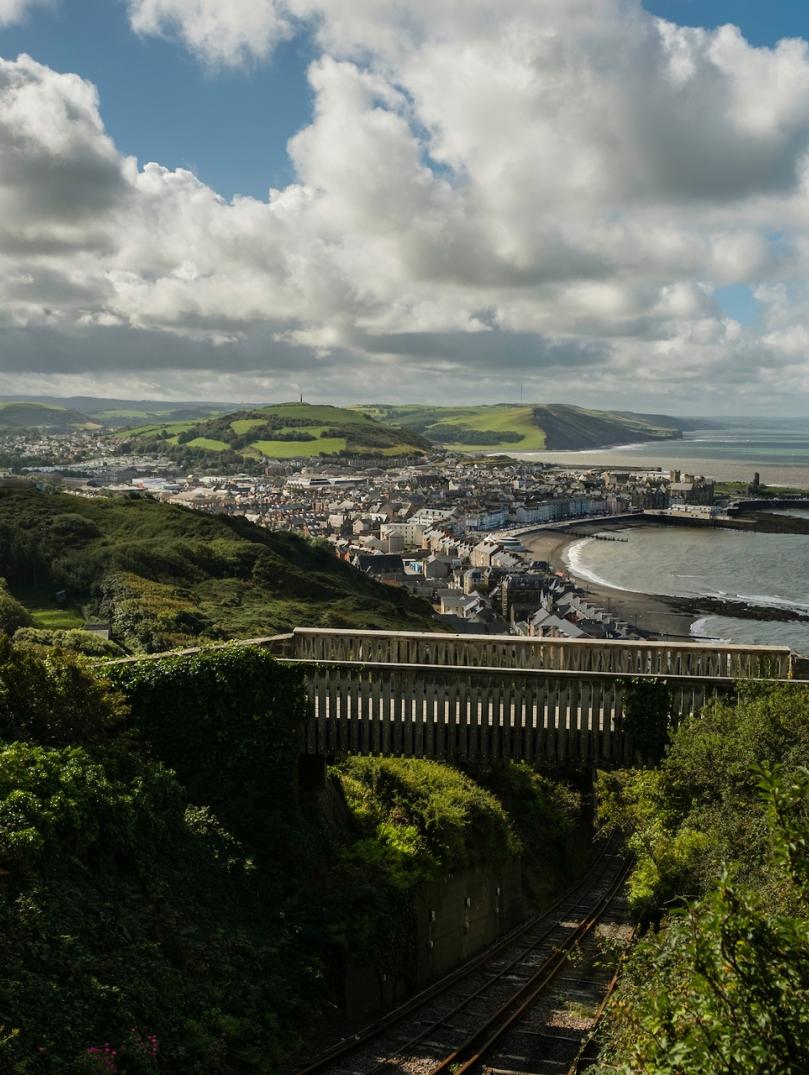Views of Aberystwyth bay from the Cliff top railway.