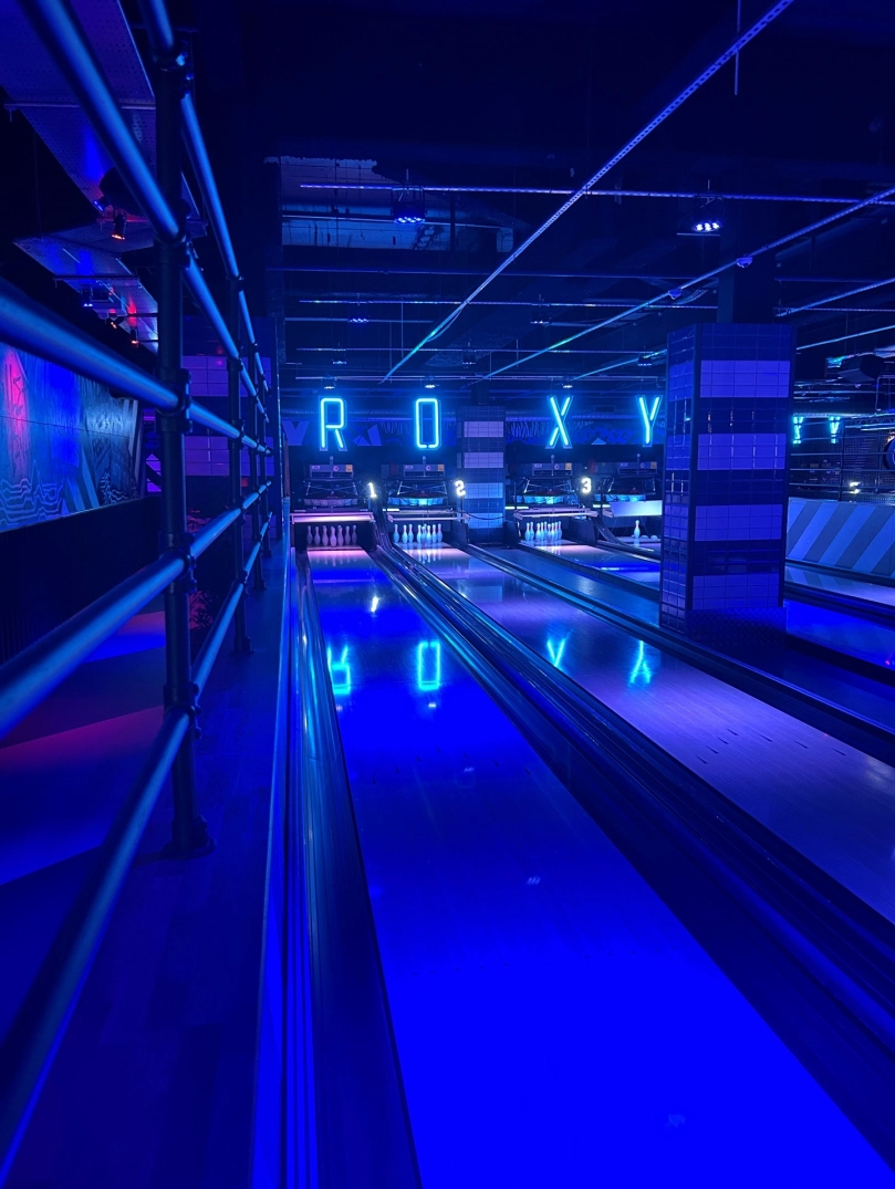 bowl alley with lights.