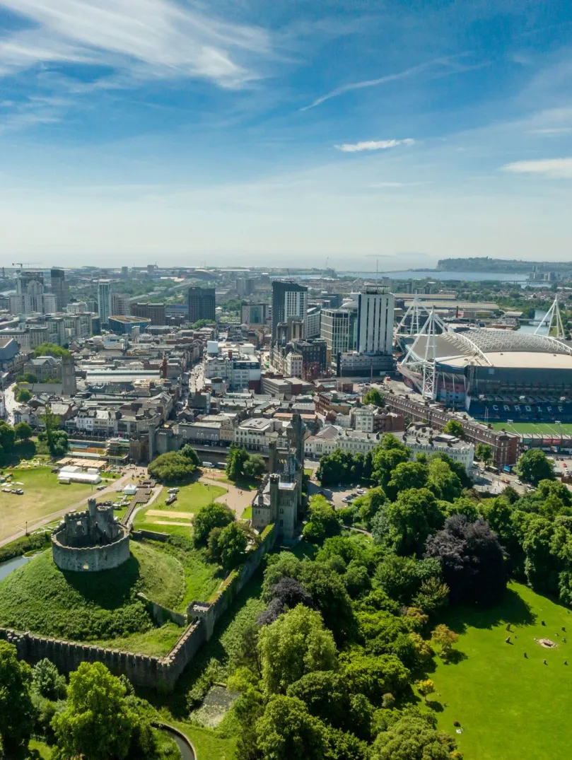 aerial view of Cardiff.