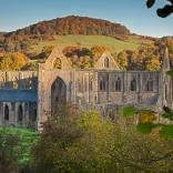 Exterior view of Tintern Abbey, Monmouthshire, in Autumn.