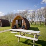 Glamping pods at youth hostel association site.