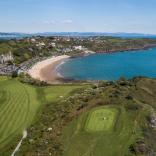 Sweeping aerial views of the coast at Langland Bay Golf Club.