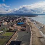 Aerial view of Rhyl seafront.